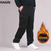 Mężczyźni Spodnie Cargo Fleece Grube Ciepłe Multi Pocket Jesień Zima Wojskowa Armia Zip Proste Spodnie Długie Spodnie Znosić Spodnie Sportowe H1223