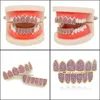 Grillz, j￳ias corporais j￳ias de dentes de zirc￣o c￺bico vermelho definido