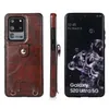Coques de téléphone antichoc pour Samsung Galaxy Note20 S20 Ultra Note10 S10 Plus Couleur unie Crazy Horse Texture PU Housse de protection en cuir avec bandoulière