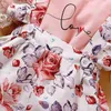 Dziewczyny Spódnica Letnia Koronkowa Szycie Krótki Rękaw Top + Wzburzyć Kwiatowy Sling Trójczęściowy Baby Girl Clother Suit 210515