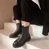 Short Boots Women Shoes Genuine Leather Platform Mid Heel Ankle Chunky Heels Zipper Female Autumn Winter 40 210517