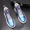 Men Designer Glitter white blue Shoes Martin boots Dress Loafers Men's flats platform