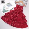 HE Hello Enjoy Girls Suspender Dresses 2020 Summer New Brand Teenagers Dot Sling Elegant Big Girl Cake Dress Children Clothing Q0716