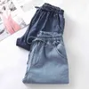 Losse maat hoge taille damesbroek Denim Streetwear Jeans Vintage Meisjes Vrouw Broek Wide Leg Femme Pantalon 211129