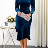 Spring Vintage Sexy Off Shoulder Party Wedding Dress Women Casual Plus Size Slim Velvet Ruffles Office Work Wear 5XL 210525