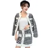 Two Piece Dress Autumn And Winter Retro Single-breasted Plaid Tweed Coat + High-waist Short Skirt Women's Woolen Sets