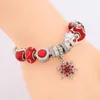 Drop Classic Red Snowflake Crystal Charm Bracelet Enemal Christmas Santa Bead For Women Child Xmas Gift Bracelets