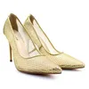 Sukienka Buty Szpiczaste Toe Gold Siatki Cienkie Wysokie Obcasy Pompy Stiletto Aiyoway Moda Kobiety Damska Jesień Wiosna Wedding Party