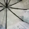 Automatische 3Fold 23 "9K Paraplu Regen Vrouwen Satijnen Stof Olieverf Sterke Frame Kleurrijke Waterdicht Winddicht 210401