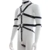 Sexy Men's PU Leather Full Body Adjustable Harness Belts Restraints Set Male Erotic Straps Gay Costume BDSM Bondage Bras Sets265J