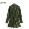 Zevity Women Fashion Solid Color Single Breasted Mini Shirt Sukienka Kobieta Chic Elastyczna Talia Bow Miste Sashes Court Vestido DS4610 210603