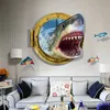 Fierce Shark 3D Adesivo da parete Materiale PVC Moderno DIY Home Decor Wall Art per Camere dei bambini Soggiorno Adesivo decorativo 210420