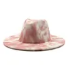 10 stili Tie dye Jazz Cappello formale Lady Feltro Cappelli Fedora moda Stili britannici Cappellini a tesa larga unisex Trilby Chapeau per uomo Donna Regalo DHL