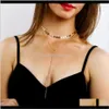 Chokers Necklaces & Pendants Jewelry Drop Delivery 2021 Sexy Multi Layer Necklace Coin Choker Square Bar Pendant Sier Gold Color Plated O Cha
