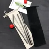 Reusable Stainless Steel Straw Set Straight Bent Cleaning Brush 5PCS Metal Smoothies Drinking
