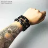 Crânio pequeno 10mm preto obsidiana grânulos braceleteurope estilo diy bom karma jewerly para mulheres fashion presente em prata