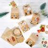 24sets gingerbread منزل هدية مربع عيد الميلاد مربع الحلوى علاج مربع مع ملصقات مجيء و هدية بطاقة الإحسان حقيبة مجموعة 210402