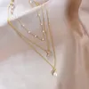 Trendy Mehrschichtige Schmetterling Perle Halskette Für Frauen Mode Gold Farbe Choker Halsketten 2021 Trend Schmuck Geschenk