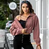 Women's Solid Color Lapel Button Cardigan Jacket for Autumn Winter Full Button women Shorts coats and jackets 210514