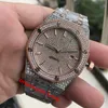 Top quality 42MM full diamonds Hip Hop Wristwatch Ice Diamond Watch two tone silver rose gold Stainless Steel Case Automatic Watch245f