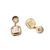 Stud Earrings designer Jewelry inlaid zircon square with steel seal