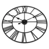 Nieuwe 80 cm Moderne 3D Grote Retro Black Iron Art Hollow Wall Roman Numerals Home Decor Clock op de 210414