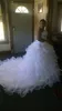 Broderie 2022 robes de bal perlées robes de mariée robe de princesse corset chérie organza volants cathédrale train robe de mariée grande taille sur mesure