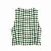 Fresh V-neck Sleeveless Jacket Vest Women's Simple Fashion Green with Buttons Chic Tops Female 210507