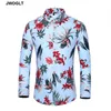 45KG120KG Autumn New Men Flowers Shirt Casual Button Down Długie rękawie kwiatowy nadruk męski Hawajski Aloha koszula 5xl 6xl 7xl 210412