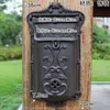 小型鋳鉄の郵便ボックスの壁に取り付けられた庭の装飾金属郵便番号ポストボックスポストボックス素朴な茶色の家庭用コテージパティオ装飾V3138