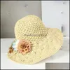 Chapeaux larges, écharpes, gants, accessoires de mode, chapeaux à large bord, été pour femmes avec des fleurs, chapeau de soleil au crochet fait à la main, plage, grande visière