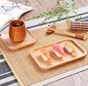 Assiettes en bois Plat Carré Fruits Plateau Dessert Biscuits Thé Serveur Plateau Bois Porte-gobelet Bol Pad Vaisselle