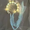 Colorful Three-speed Color-changing LED Glow Flashing Wedding Party Retro Lace Pearl Hoop Fairy Hairband Flash Hair Hoop Rave Toy