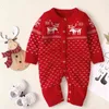 born Romper Autumn Winter Christmas Deer Print Girls Jumpsuit For Unisex Baby Clothes 0 3 24 Month 210417