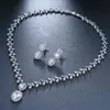 Emmaya mulheres aaa zircão grande pingente pesado claro cz nupcial conjunto para brincos de casamento de luxo conjuntos de jóias colar