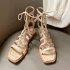 MORAZORA Große Größe 34–43 Damen-Sandalen, modisch, zum Schnüren, Damen-Freizeitschuhe, bequem, flacher Absatz, klassische Sandalen, weiß, Aprikose, 210506