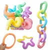 Fidget Toys Colorful Pop Tubes Coil Games 6 Colors Magical Toy Circle Funny Folding Fine Kit Novelty Kids Gift 4.6*20CM