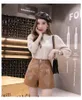 Herfst Winter nieuwe Koreaanse mode dames hoge taille effen kleur PU leer wijde pijpen plus size shorts boot cut shorts SMLXL222b