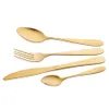 4Pcs/Set Gold Cutlery Knife Flatware Set Stainless Steel Tableware Western Dinnerware Fork Spoon Steak Travel Dinnerware Set DH9466