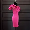 Femmes robe une épaule arc fête es volants haute taille mini slim fines backles sexy dames es automne 210524