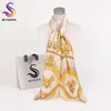 [BYSIFA] Beige Or Soie Écharpe Châle Femmes Surdimensionné Satin Soie Carré Foulards Wraps Automne Hiver Musulman Foulard 135*135 cm Q0828