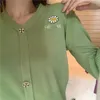 Сладкая цветочная вышивка вязаные топ женские шикарные V шеи летние футболки слойки с коротким рукавом повседневные туники топы CamiSeta Mujer 210508