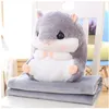 Cartoon Hamster Blanket Flannel Blanket Cushion Hand Warmer Throws On Sofa Bed Travel Plaids Manta Fleece Blanket 211122