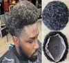 Wskaż Dziewiczy Wymiana Human Wymiana Męskie Słuchawki 4mm Afro Curl Grey Toupee Pełna Koronkowa Jednostki Dla Czarnych Mężczyzna Szybka Express Dostawa