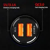 شاحن سيارة 6a العالمي QC3.0 39W المزدوج USB لمحول الهاتف المحمول واضح شاشة LED شحن سريع