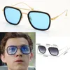 Óculos de sol em formato quadrado, óculos de sol masculino e feminino, óculos de metal piloto adumbral, clássico st6142026