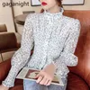 Spring Floral Tunic Tops Women Vintage Hollow Out Office Ladies Elegant Lace Shirts Stand Collar Long Sleeve Blouses 210601