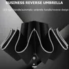 Guarda-chuva reversa automática levou luminosa à prova de vento 3 dobrável negócio forte chuva homens carro de alta qualidade 10k parasol 210626