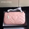 Argent matériel rose marmont sac à main mode femmes épaule sac à bandoulière luxe designers plus doux cuir matelassé chaîne sacs de messager