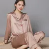 Solid Silk Pajamas Pajamas с длинным рукавом мягкие уютные пижамы женские свободные негабаритные мужчины ночная рубашка весенняя домашняя одежда 210524